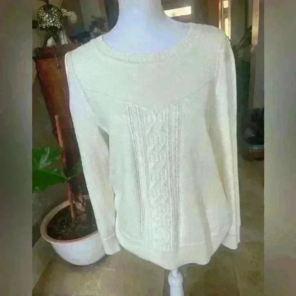 Talbots ladies crew neck sweater large NWOT. Long sleeve cream color. Super soft - Picture 10 of 11